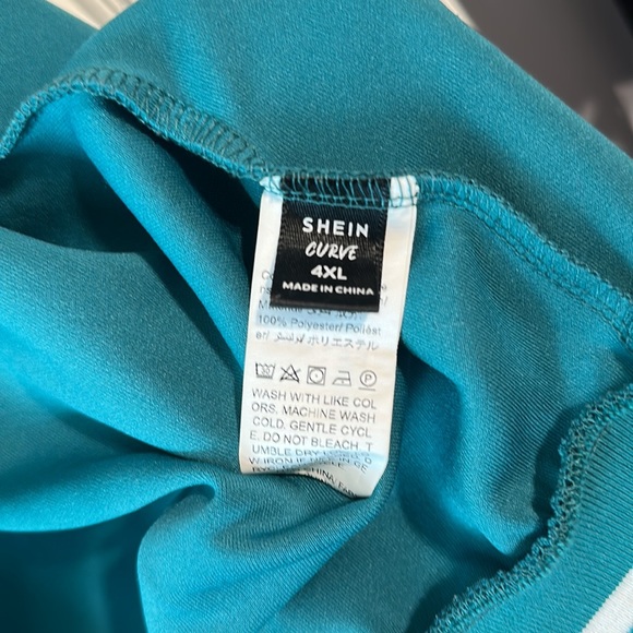 Shein Curve Snap Button Green and White Letterman B Varsity Vest Size 4X - Picture 6 of 7